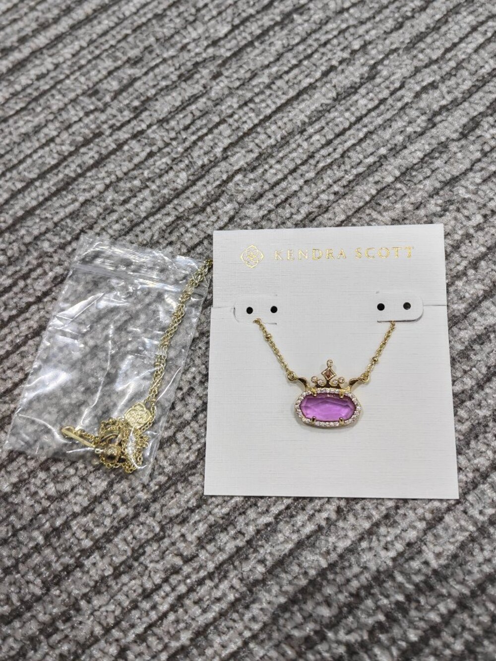 Kendra Scott Purple Stone Crown Pendant Necklace